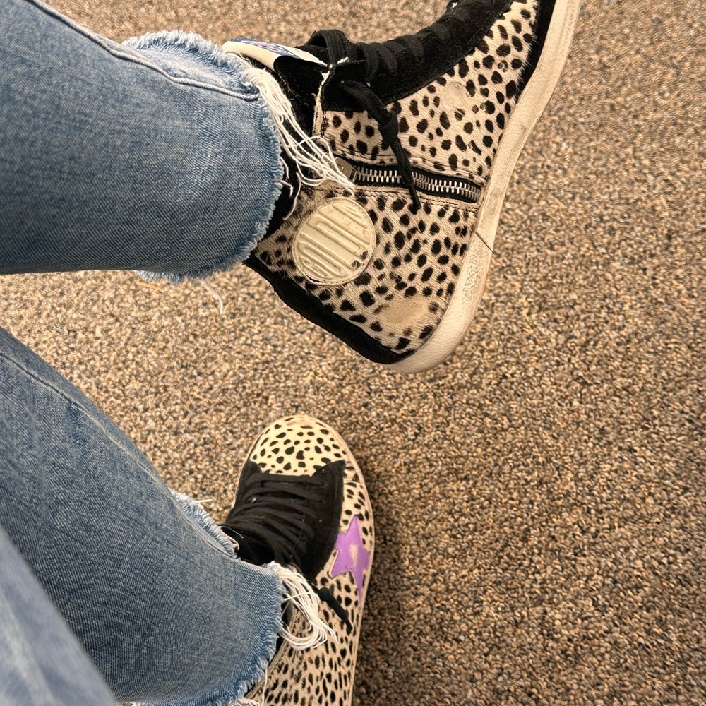 Golden Goose Leopard Sneakers with Purple Accent - Picture 10 of 16